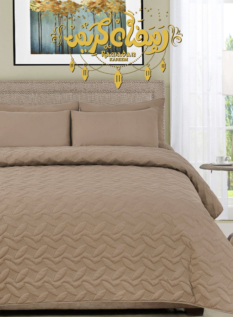 سيد المنسوجات المنزلية مفرش المضغوط مزدوج من مايكروفايبر، يناسب سرير بحجم 200 × 200 سم، 4 قطع، سلسلة إلميرا - Image 1